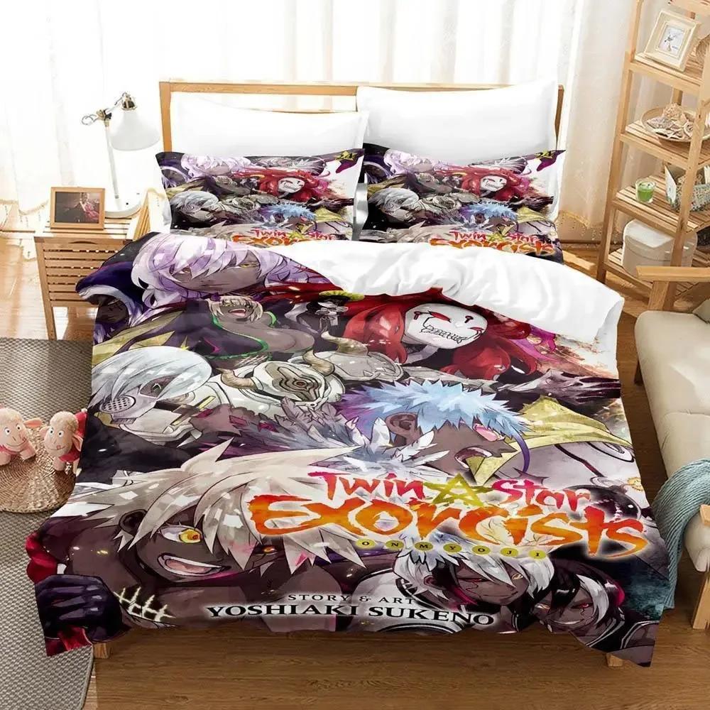 Home Textiles Twin Star Exorcists Bedding Set Cartoon Anime three-piece set Adult Kid Bedroom Duvet cover Sets 3D Kawaii Girl