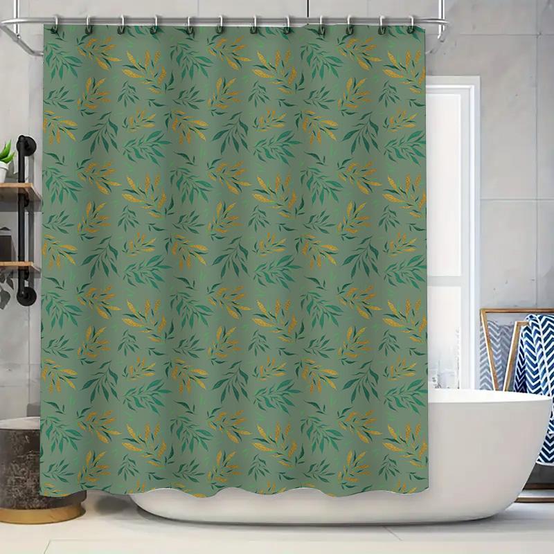 

Green Leaf Shower Curtain Decorative Fabric Waterproof Bath Rug Bag For Home Decoration Green Yellow Pattern (180X180Cm) 90x180cm