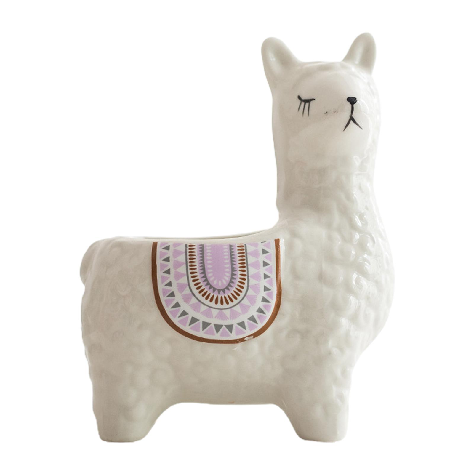 Creative personality cartoon cute alpaca succulent flower pot ceramic