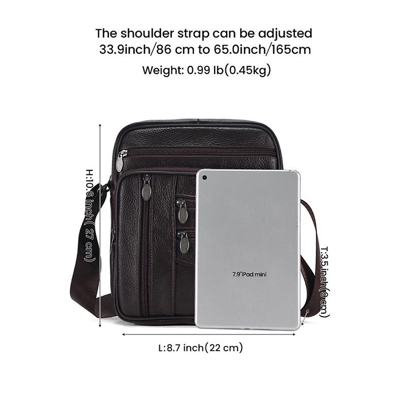 Férfi Eredeti Bőrből Készült Függőleges Oldaltáska - Nagy Kapacitású, Felső Réteg Marhabőrből, Alkalmi Kültéri Válltáska