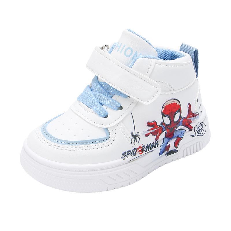

Breathable Cartoon Canvas High-Top Sneakers for Toddlers - Comfortable, Cute, Casual White Walker Shoes for Boys Size 22, Inner Length 14.5CM синій