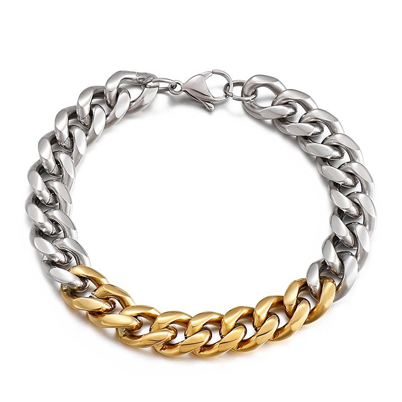 Trendy Cuban ChainMen's Wristband Armband Bracelet 10mm Splicing Chains Stainless Steel Jewelry