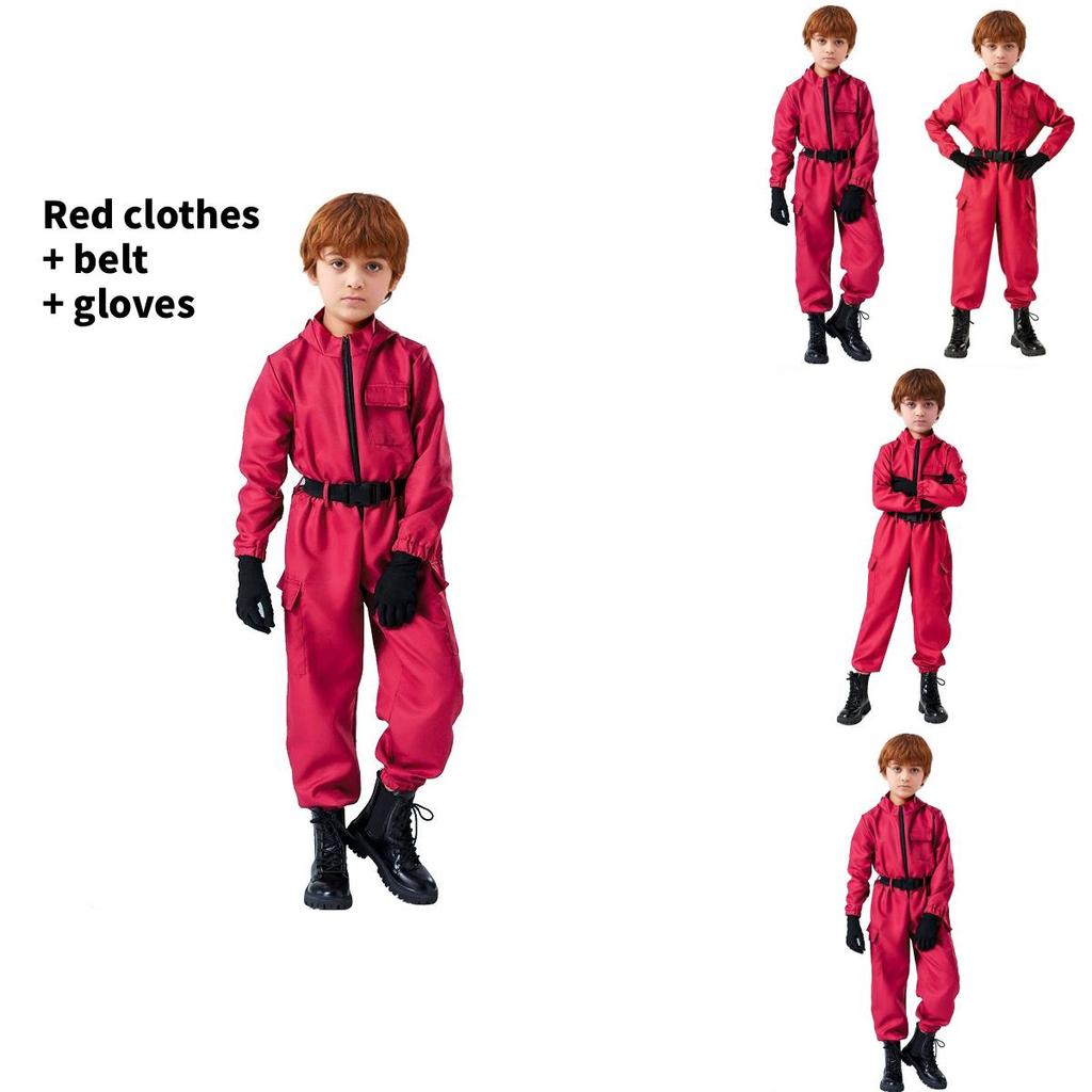 Squid Game Theme Cosplay Red Jumpsuit With Polyester Fabric For Girls Halloween Costume