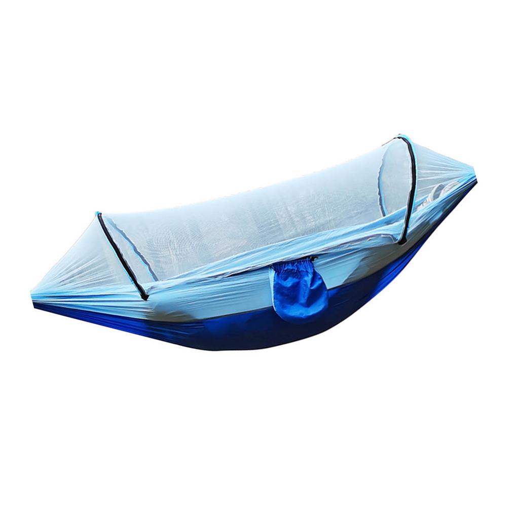Camping Hammock with Net 210T Nylon Taffeta Automatic Quick Opening Hammock Tent for Outdoor 260x140cm 102x55in Light