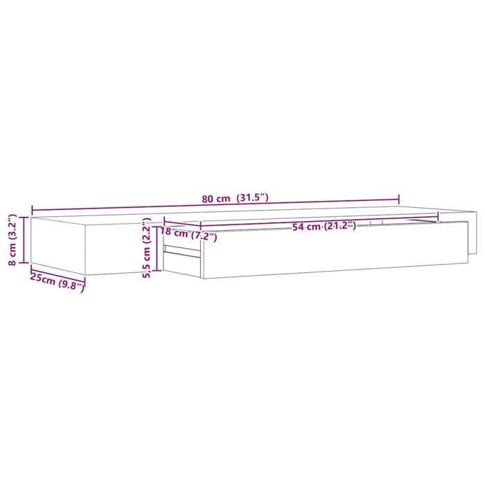 VidaXL Étagère murale flottante avec tiroir Noir 80x25x8 cm