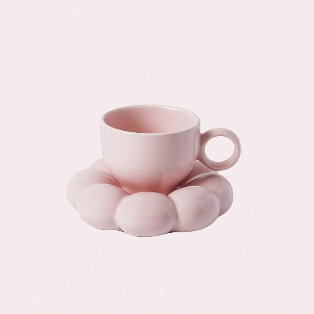 Ceramic Mug Cute Cloud Decorative Plate Coffee Cup Set Creative Ceramic Cup Gift  Modern Living Room Home Decoration