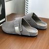Soft-soled lazy loafers men's one-pedal big-headed casual slippers versatile Boken shoes 59901 gray-W