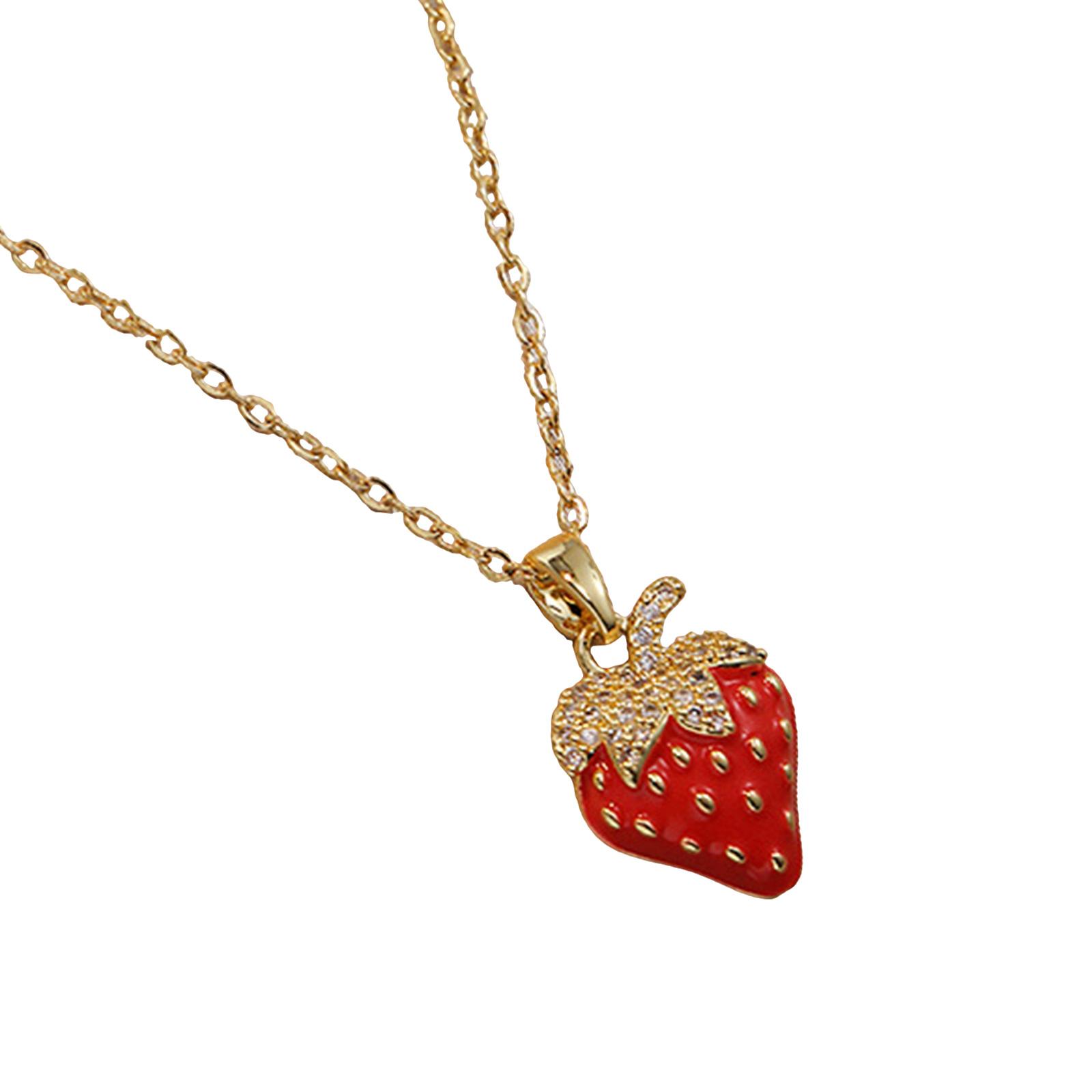 

Ожерелье с подвеской в форме клубники, фруктовое ожерелье, текстура из титановой стали, модное шейное украшение, подходит для любителей моды