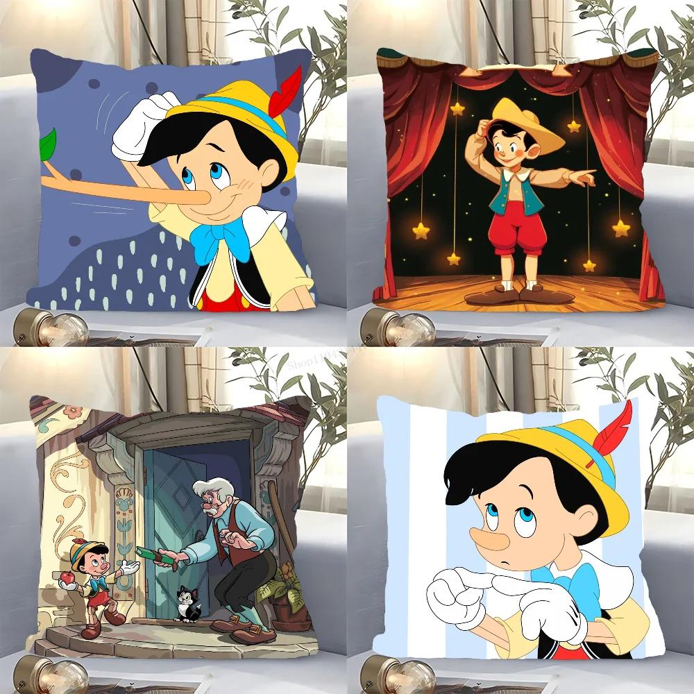 Classic Fairy Tale P-Pinocchio Animation Pillow Case Square Pillow Bedroom Sofa Leisure Comfort LivingRoom Home Decoration 40X40