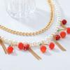 Stylish Cherrys Pendant Necklace With Double Layer Tassels Designs Decoration for Elegant Look Styles Daily Use
