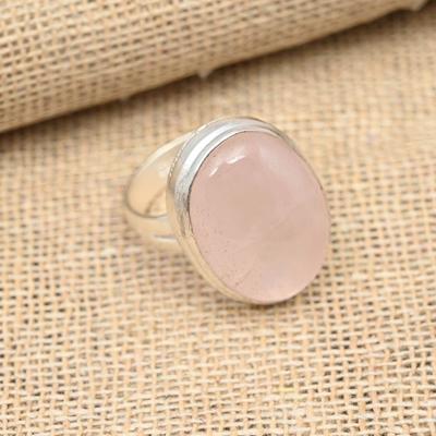 Rosenquarz Edelstein 925 Sterling Silber Handgefertigter wunderbarer Schmuckring