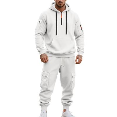 Winter Loose Men's Workwear Outdoor Commuting Casual Plus Velvet Warm Sweatshirt and Sweatpants Set