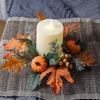Thanksgiving Candle Ring Garland Rustic Pillar Candle Ring Ornament for Fall Harvest Room Decoration