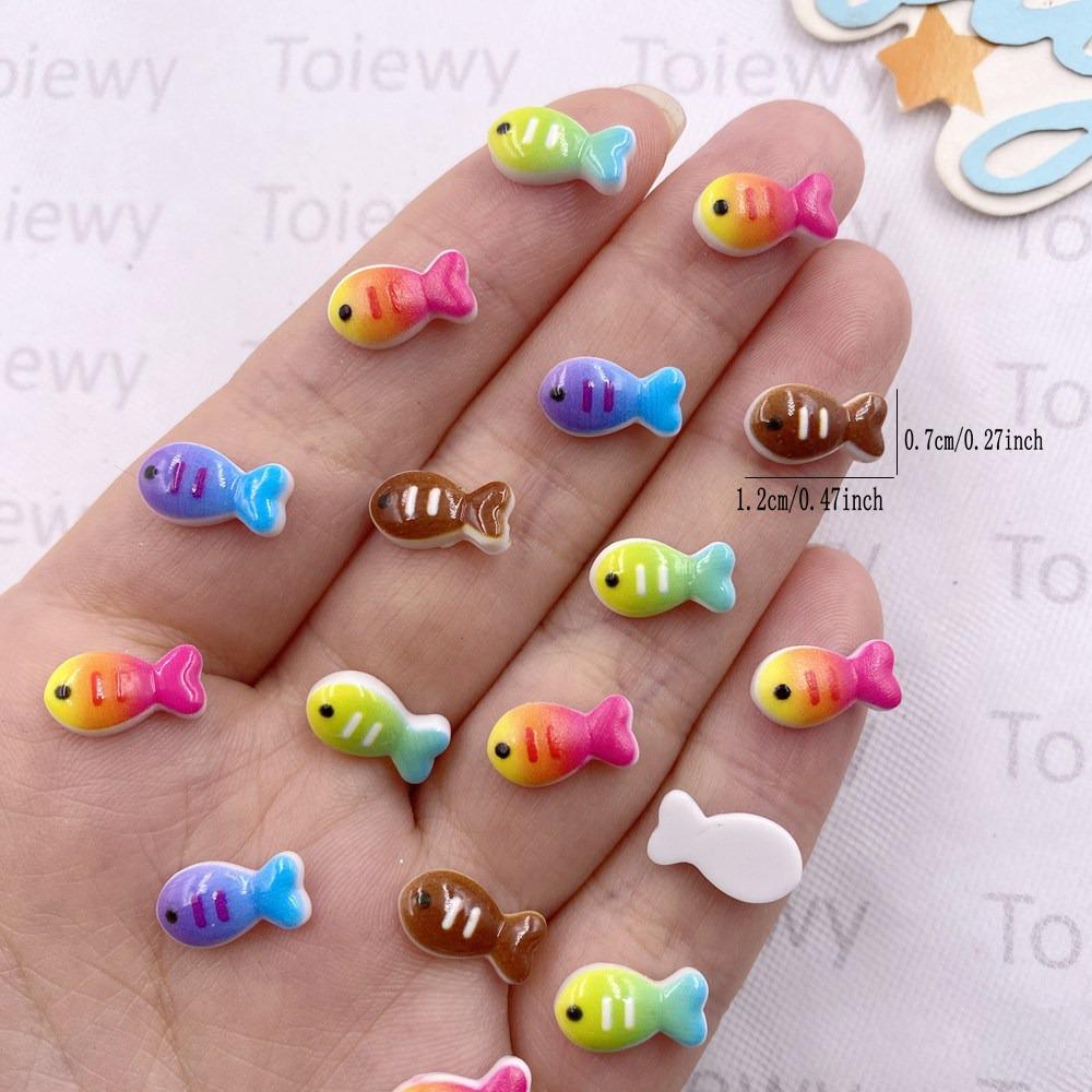 50Pcs Resin Cute Colorful Mini Fish Flatback 2D Cartoon Nail Art Stone DIY Jewellery Scrapbook Crafts Decor Applique Accessories