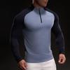 Semi-zipper Ragdoll Sleeves New Quick-drying Ice Silk Long-sleeved T-shirt Men's Casual Sports Elastic Fitness Outdoor T-shirt Top