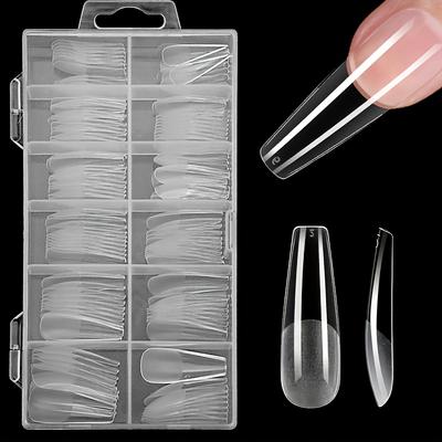 120Pcs Clear Frosted Fake Nails Coffin False Nails Manicure Nail Tips Nail Extension System