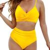 Damen Bikini Badeanzug Zweiteilig Bauchfrei, Badeanzug High Waist Unterteil und Verstellbarer Bikini