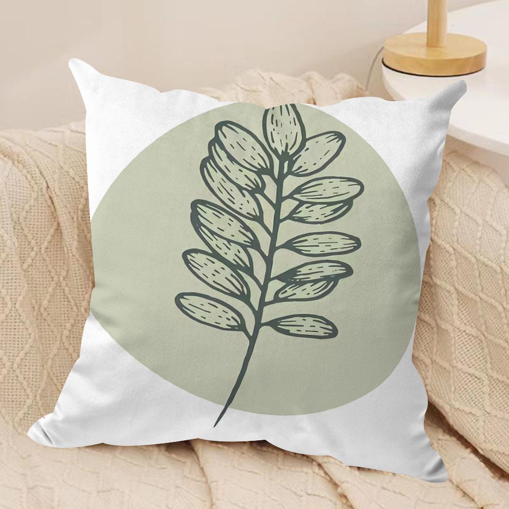 Minimalist Plants Cushion Cover Short plush Doublesided Print Square Throw Pillow Covers Sofa Home Cushion Decor