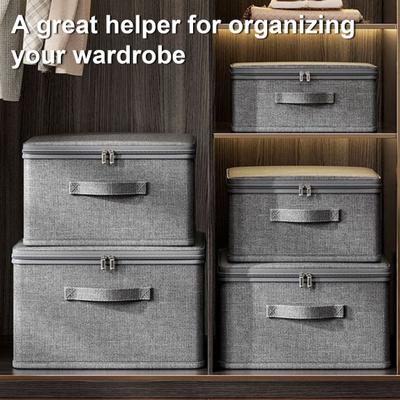 Cutie de depozitare pliabilă din material textil Cub Organizator de depozitare cu capac cu fermoar Stackable Organizator de depozitare pentru dulap pentru haine Lenjerie de pat Jucării Paturi