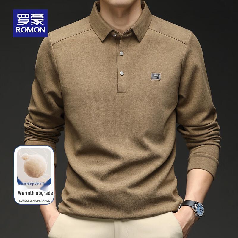 ROMON Men's Autumn Long-Sleeve Business Casual Polo Shirt