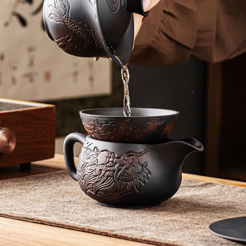 Long Handmade Jianshui Purple pottery Tea Filter Set Household Tea Separator Infusor Tea Strainer Tea Maker Tea Ornaments