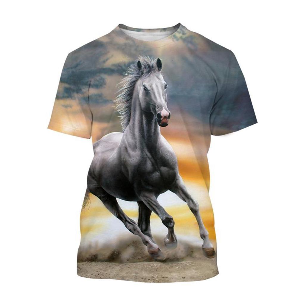 Summer Hot-Selling Fashion Animal Horse 3D Print Men's T-Shirt Casual Harajuku Style Comfortable Short Sleeve Top