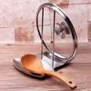1pc Stainless Steel Pot Lid Rack with Removable Shelf and Drain Tray Bracket, Free Punching Soup Spoon Rack for Easy Pot Cover Storage and Drainage