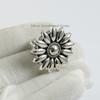 Bague Bouffante Fleur en Argent Sterling 925: Bague statement boho ajustable faite à la main