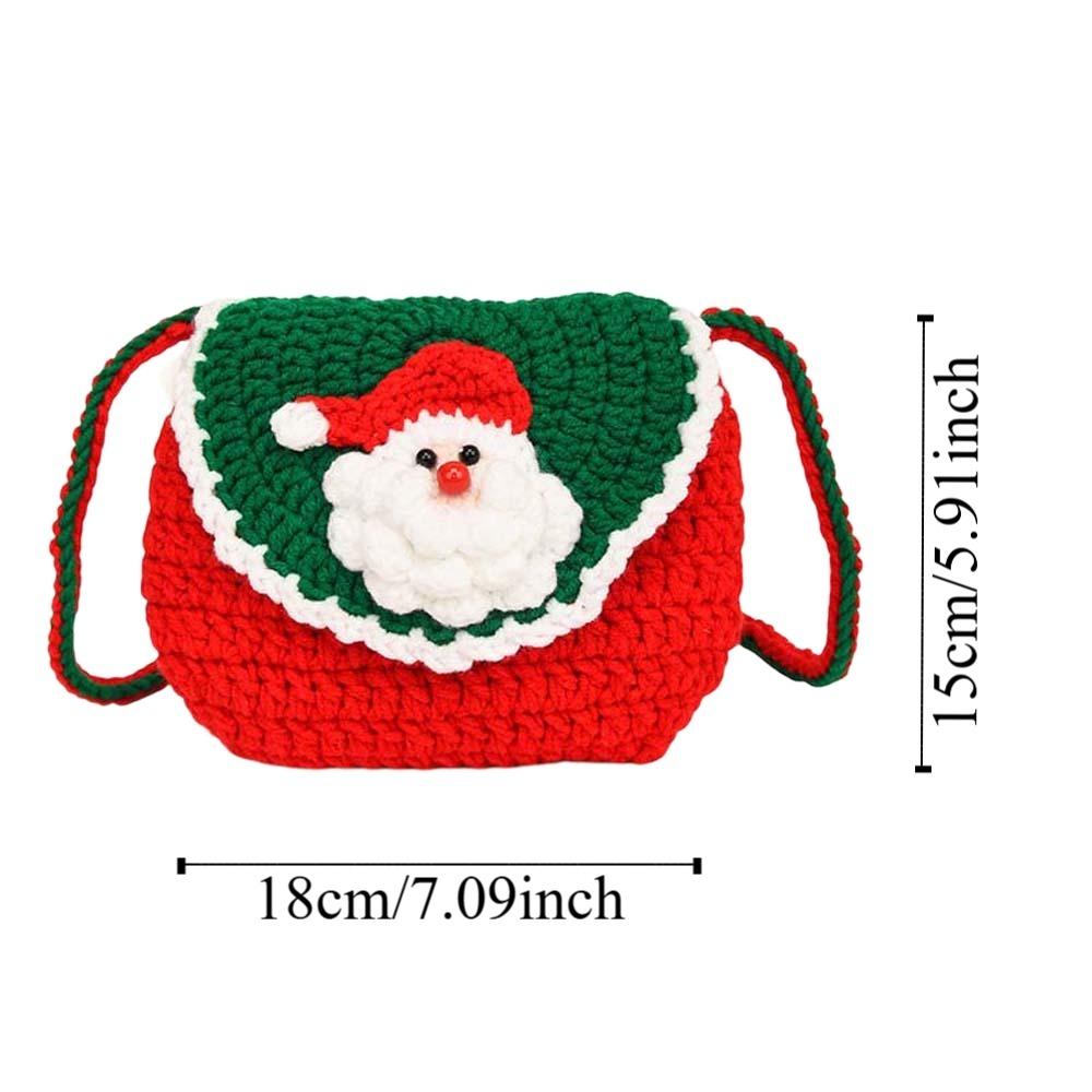 Elk Deer Woven Square Pouch Bow Contrasting Colors Purse Portable Christmas Crossbody Bag  Kids