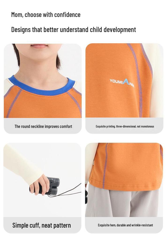 New Boys' Trendy Patchwork Long-Sleeve T-Shirt - 2026 Autumn Collection