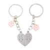 2Pcs/Set Couple Keychain Cute Love Heart Stitching Pendant Friendship Keychain Car Key Bag Jewelry Accessorie