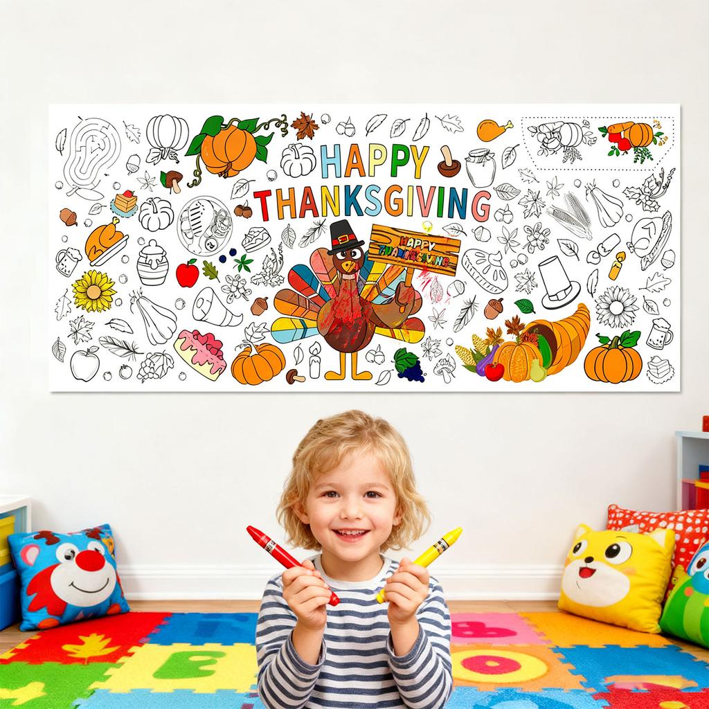Thanksgiving Decorative Tablecloth, Waterproof, Graffiti-proof