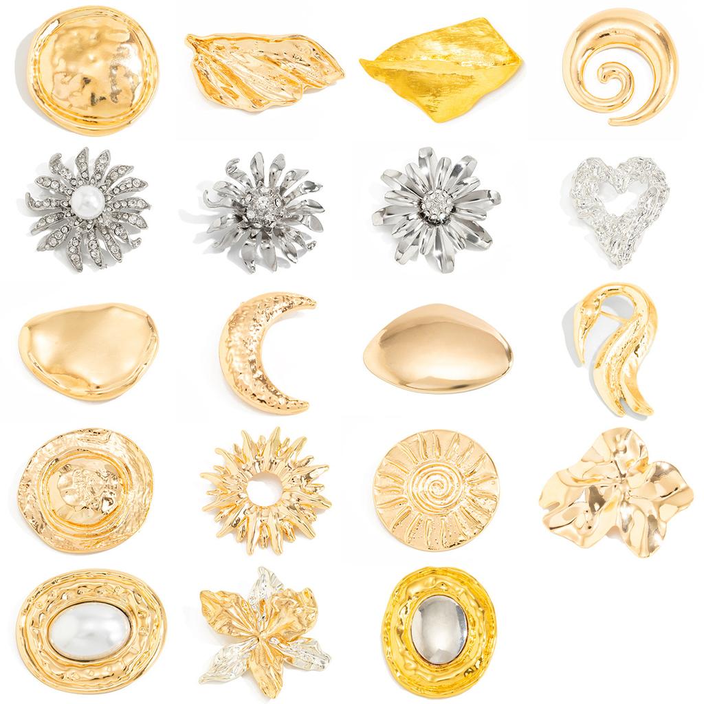 Zveličená nepravidelná kovová plisovaná brož, Módní ozdoba na klopu obleku