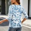 Women's Lightweight Loose Fit Vintage Floral Print Three-Quarter Sleeve Cardigan for Casual Daily Wear