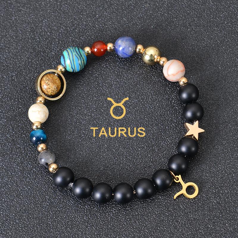 Eight major planets and twelve zodiac signs bracelet, frosted stone, bead bracelet, planets, Christmas gift, Stocking stuffers