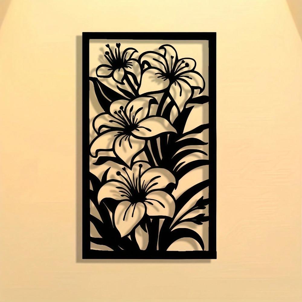 Laser Cut Metal Wall Art Lily Flower Decor for Home Office Living Room Bedroom Garden Gift