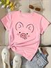 Women's Round Neck T-shirt with Cute Pink Pig Cartoon Print Casual Short Sleeve T-shirt, Comfortable and Versatile Graphic Y2K