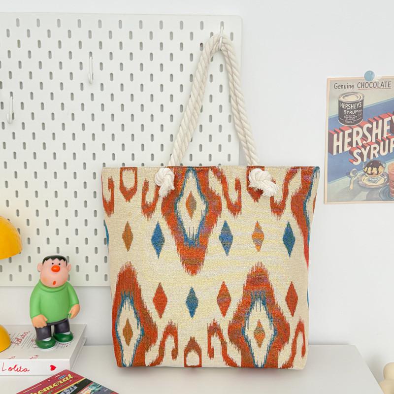 Mandala Canvas Shoulder Bag With Embroidery For Daily Use