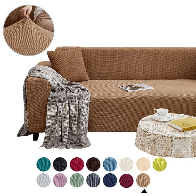 Living Room Sofa Cover Solid Color Elastic Sofa Cushion Thickened Polar Fleece Four Seasons General Furniture Protective Cover for Home