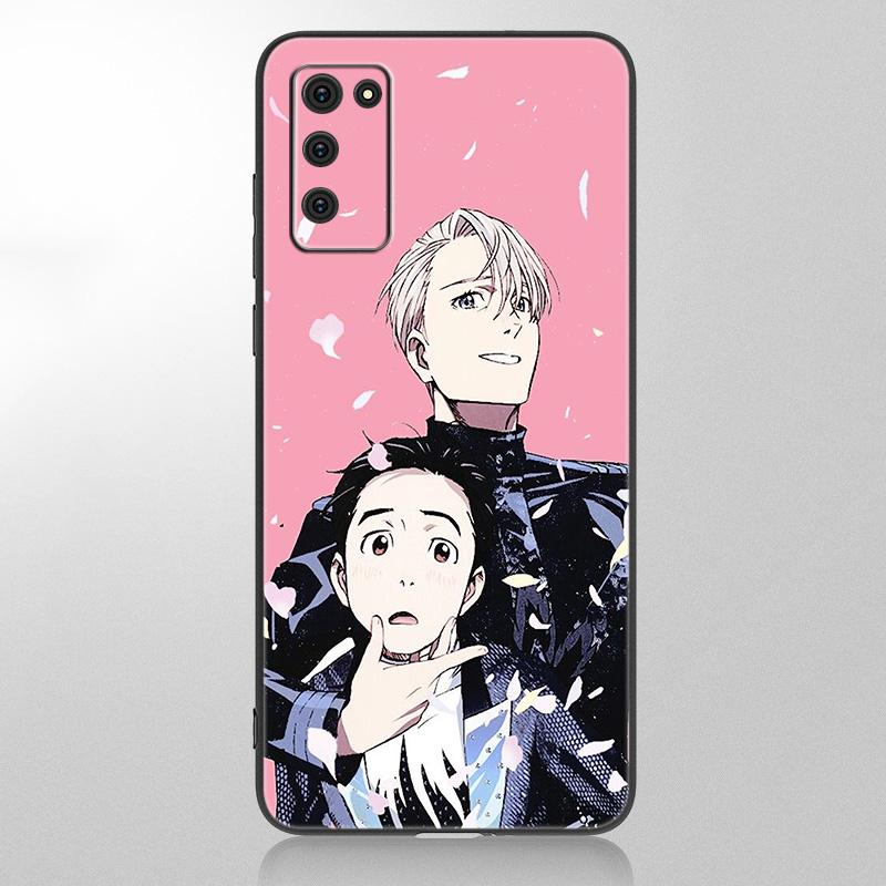 Capa de celular Anime YURI on ICE para Samsung Galaxy A12 A02S A22 A32 A52 A72 A71 A51 A41 A31 A21 A11 A50 A70 A10S A20S Capa preta