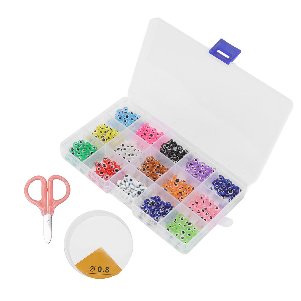 Evil Eye Beads 15 Grids Boxed Resin Material DIY Making Different Colors Beads Craft Accessories for Bracelets