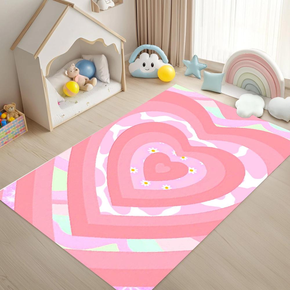Valentine's Day Pink Purple Love Carpet Cute Romantic Lady Room Decoration Carpet Bedroom Valentine's Day Decoration Rug