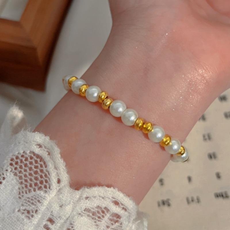 Bracelet Perle Irregulière Forme Spéciale Française Bracelet Femmes Niche Luxe Léger Exquis Doré Demi-Bracelet Bracelet Accessoires