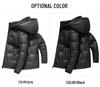 2025 Winter Men's Shiny Leather Hooded Down Jacket - Casual, Warm, Pure Color Outerwear