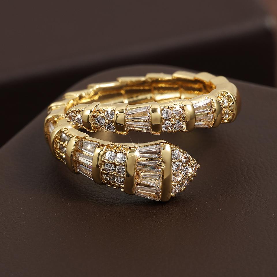 

ZAKOL Горячая Распродажа Кольца Открытые Зигзагообразные с Цирконом для Женщин Нишевый Дизайн Блестящий Кубический Цирконий Пара Роскошные Цирконовые Подарки resizable