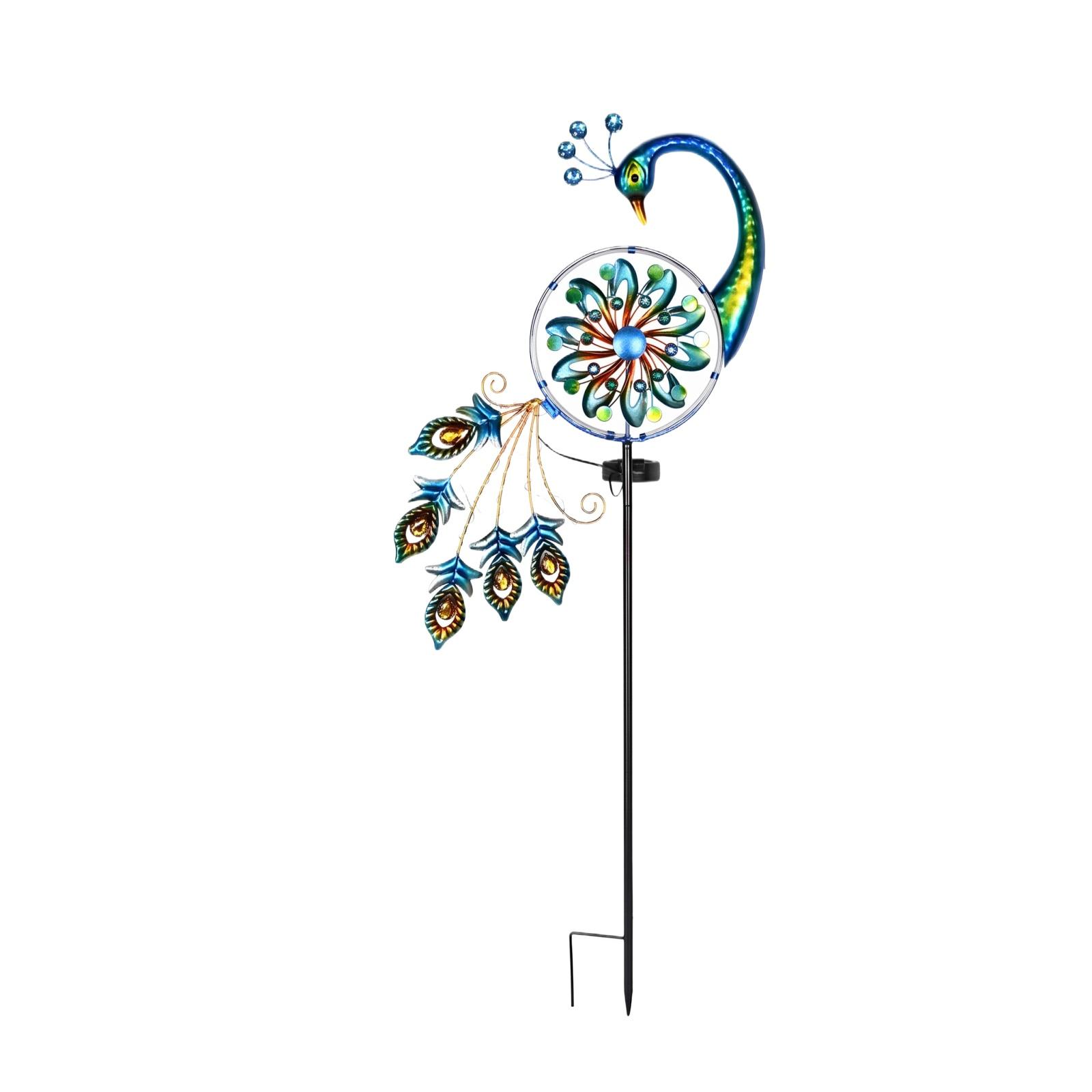 

Metal Peacock Garden Stake with Decorative Spinner Outdoor Yard Art Sculpture Weather Resistant for Lawn Patio Pathway Decoration One Size