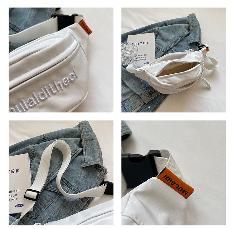 Unisex Embroidered Versatile Crossbody Chest Bag: Trendy & Simple Sports Waist Bag for Students