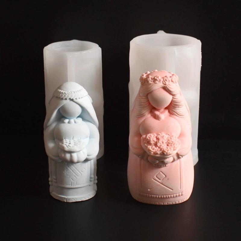 3D Santa Maria Silicone Candle Mold DIY Handheld Money Can Princess Portrait Gypsum Craft Soap Candle Mold Home Decoration
