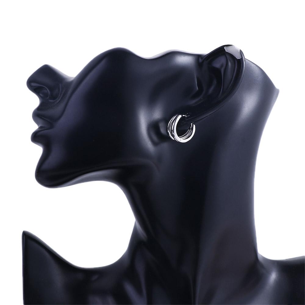 Double Circle Multi-layer Geometric Black Ear Studs Men Hoop Earrings Punk Jewelry Stud Earrings