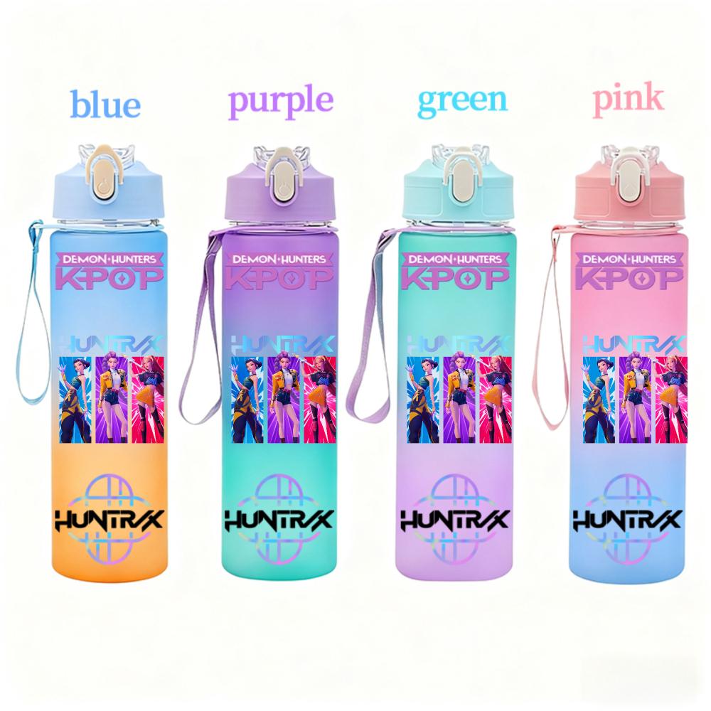 KPop Demon Hunters Gradient Water Bottles Student Adult Drinking Cup Portable High-capacity Outdoor Drink Bottle Gift 750ML Kid Friendly Entertaining